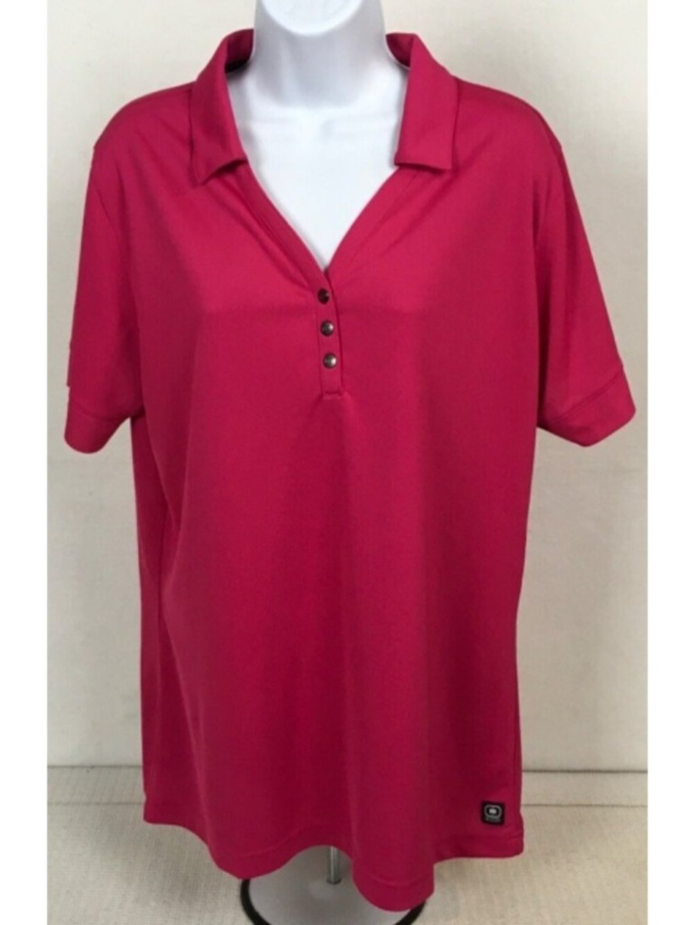 OGIO Polo Top Women Size XL Fuchsia Short Sleeves V neck New with Tags